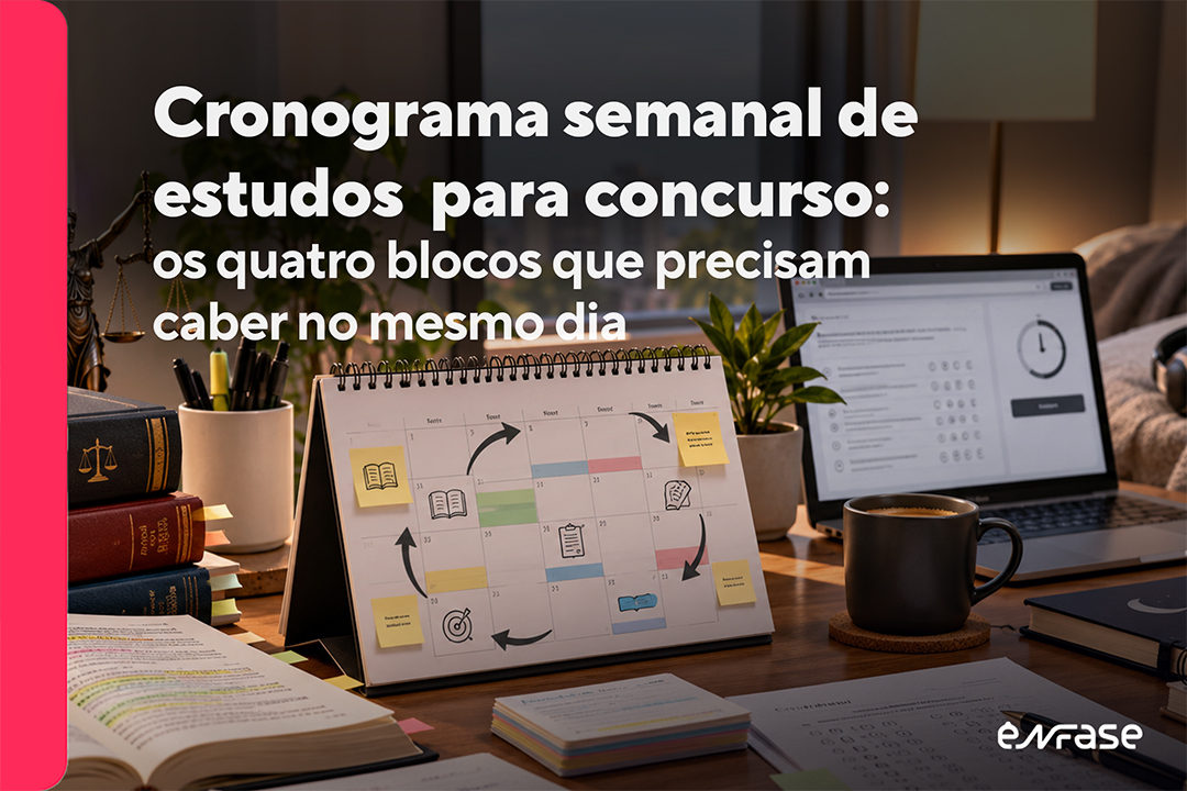 Cronograma semanal de estudos para concurso: os quatro blocos que precisam caber no mesmo dia